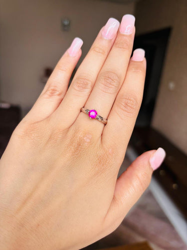 925 Silver Pink Stone Ring